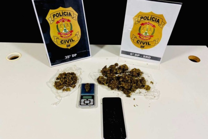 Material apreendido pelos agentes na casa do suspeito -  (crédito: Divulgação / PCDF)