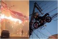 Vídeo: balão arrasta carro, levanta moto e atinge rede elétrica - Reprodução/X/@fainfoesteri