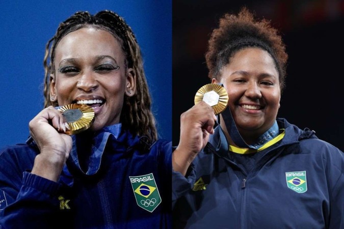 Rebeca e Beatriz conquistaram as medalhas de ouro do Brasil nas Olimpíadas de Paris -  (crédito:  Abelardo Mendes Jr/CB/D.A Press Alexandre Loureiro/COB)